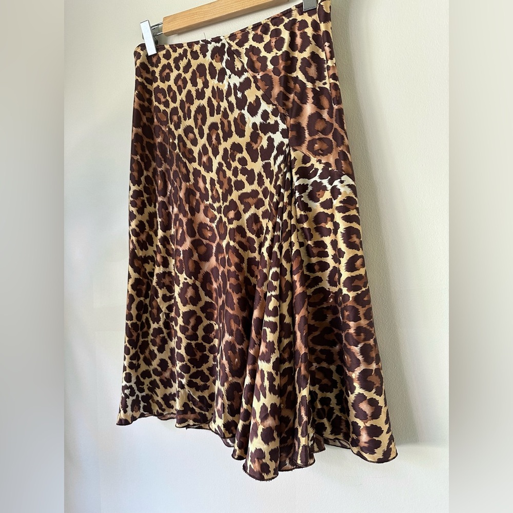 VTG 90s Y2K 100% Silk Moda International Midi animal print skirt street Grunge - Picture 4 of 9